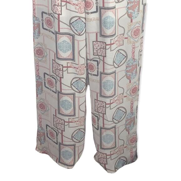 Guess Soliana Printed Wide Leg Jumpsuit Size Large Sweetheart Neck Peep Hole - Picture 11 of 16